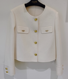 轻奢小香风外套女096 纯色双面羊绒大衣短款 唯影WEIYING秋冬新品