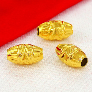 椭圆珠DIY散珠18K黄金转运珠金珠子 路路通磨砂手链脚链项链配件