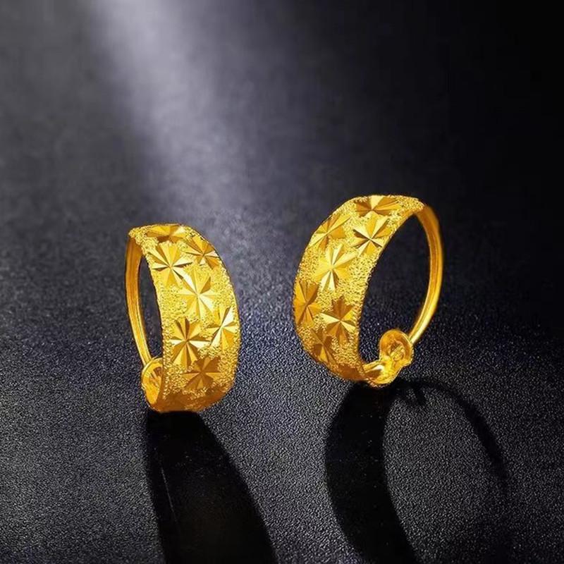 迷你满天星18K黄金色耳环纯金色复古防过敏送妈妈送女友小耳圈