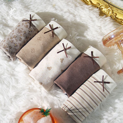 1478邻家女孩可爱蝴蝶结蚕丝柔肤无痕内裤10A抗菌纯棉裆三角短裤