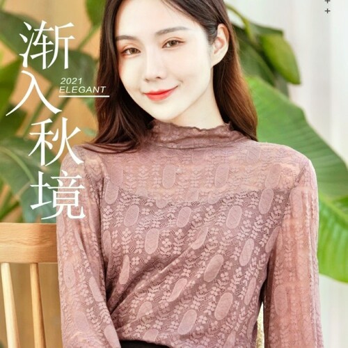 中领网纱打底衫网纱蕾丝