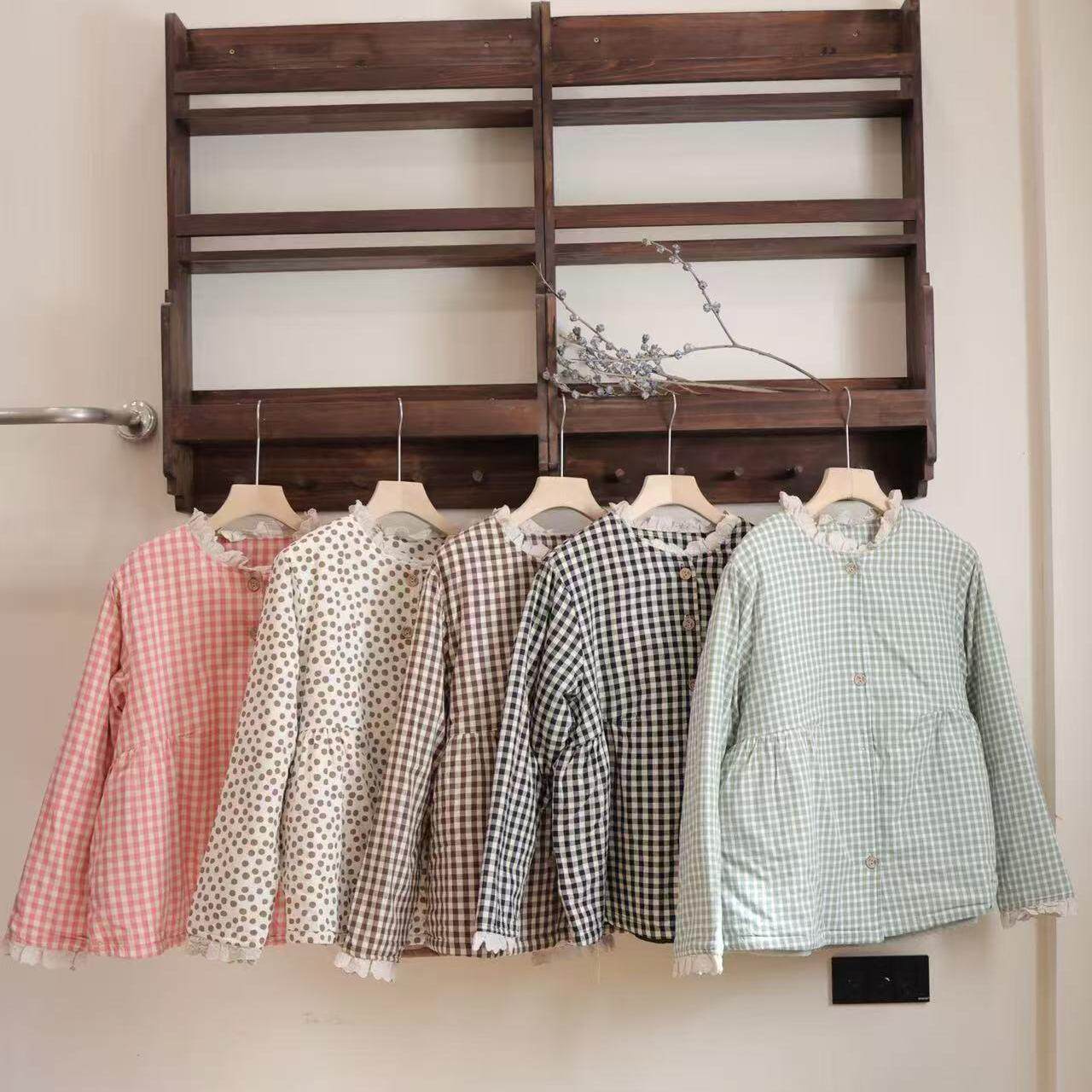 软糯棉衣宽松格子棉袄外套