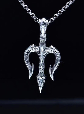 吊坠925银 NO115海王三叉戟吊坠时尚复古小众欧美百搭设计感款