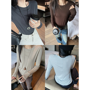 T恤女2025百搭通勤内搭打底衫 莱赛尔羊毛长袖 后缝线row版 阿秋