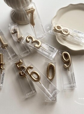 2023年新高级金ins风简约生日数字小红书氛围生日照装饰长条蜡烛