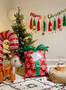 Christmas decorations圣诞节装饰装扮背景布置摄影道具气球拉旗