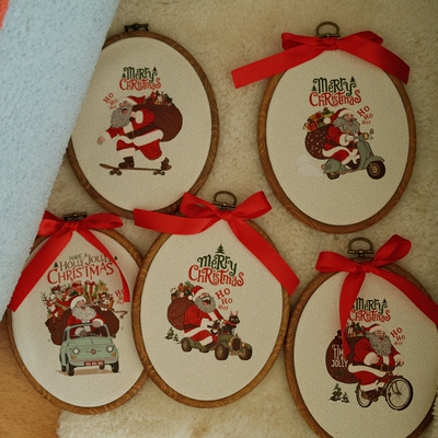 MerryChristmas复古圣诞节挂饰吊饰氛围摆件商店居家布艺装饰画框