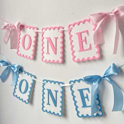 ins风宝宝周岁生日派对装饰布置用品拉旗横幅宝宝椅装饰桌围背景