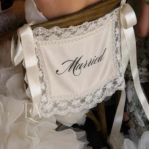 ins Just Married  Wedding Chair Banner Duo Chair Name Signs