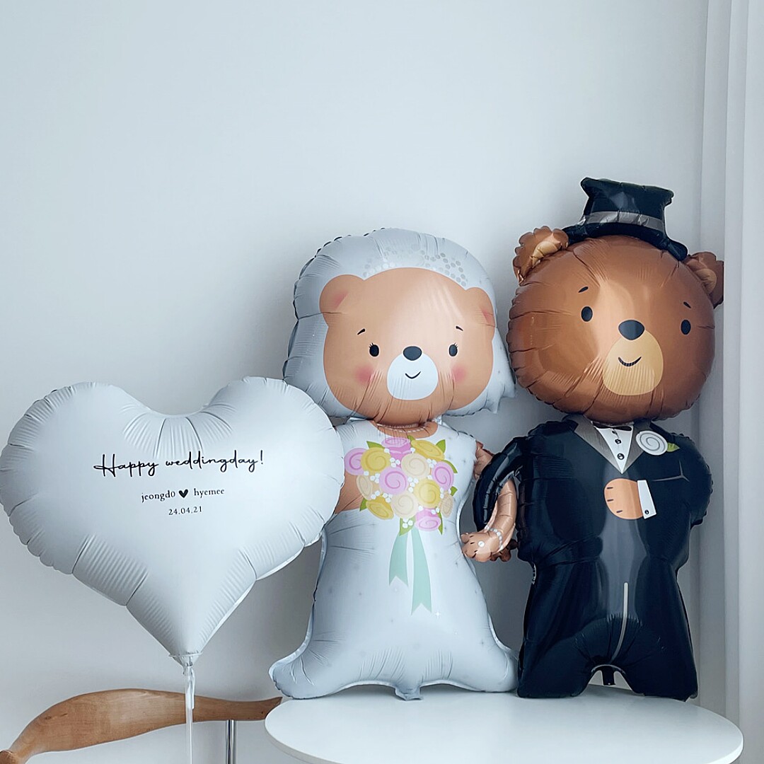ins小熊婚房布置求婚漂空气球装饰装扮铝膜订婚宴领证拍照氛围道