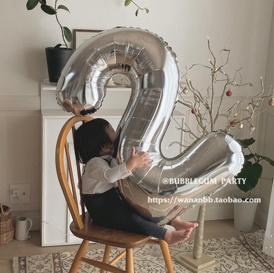 银色大数字周年庆铝膜气球