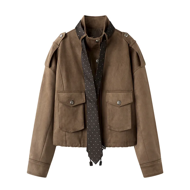 现货2025冬季新品波点领带夹克棉服92701021