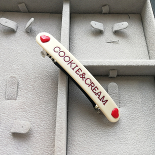 欧美日韩配饰品 COOKIE HOLIDAY桃心形板材复古夸张弹簧边发夹