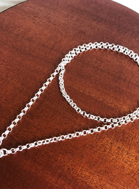 新款925银挂链欧美银饰吊坠链子佛牌链情侣项链毛衣链牌牌链百搭