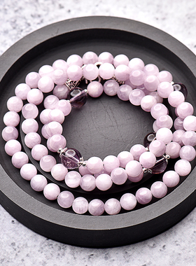 原创设计天然紫锂辉紫色圆珠宝石佛牌链挂链项链多挂单挂毛衣链