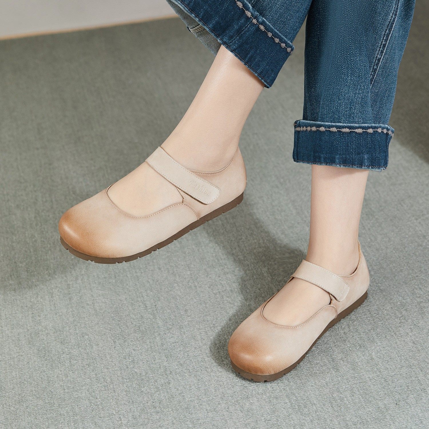 复古真皮平底单鞋玛丽珍鞋女春新品头层牛皮低帮鞋软底舒适跳舞鞋,女鞋,玛丽珍鞋,淘宝优惠券,粉丝福利购,淘宝优惠卷