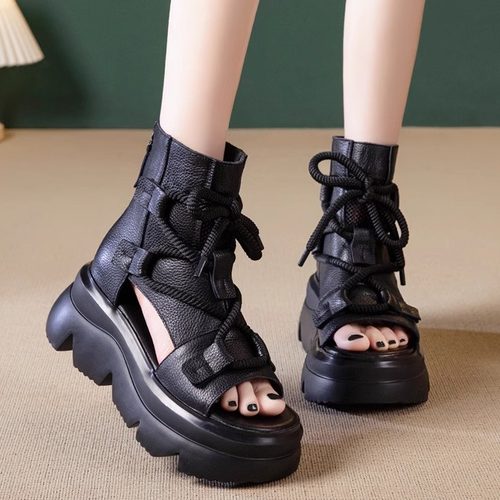 真皮休闲时尚凉鞋头层牛皮短靴