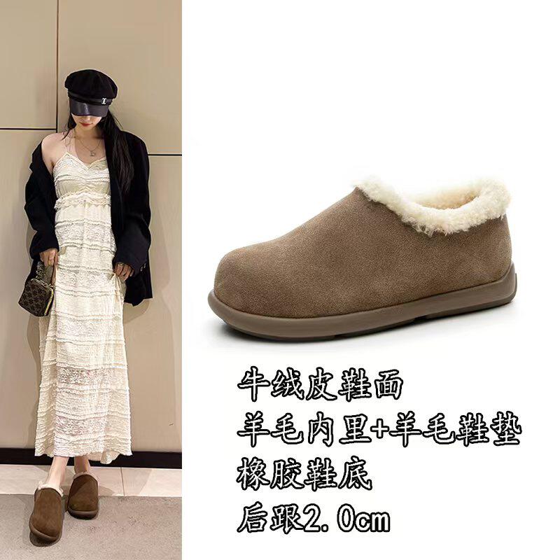新款牛皮版土豆雪地靴女款厚底羊毛靴冬季加绒加厚棉鞋勃肯鞋