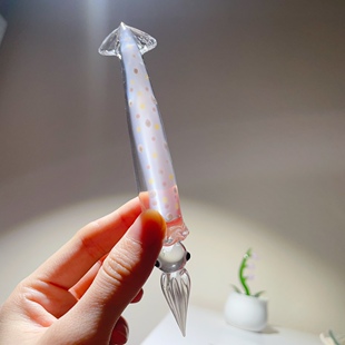 蘸水笔字鱿创意玻璃笔写字鱿鱼乌贼淄博琉璃手工非遗创意生日礼品