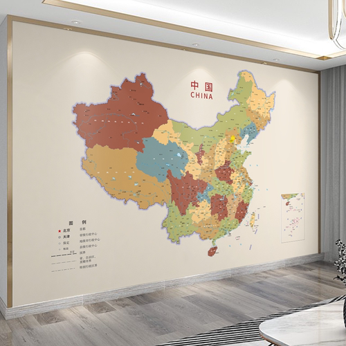 世界地图儿童房墙布办公室壁纸