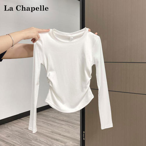 打底衫女秋冬新款褶皱收腰显瘦