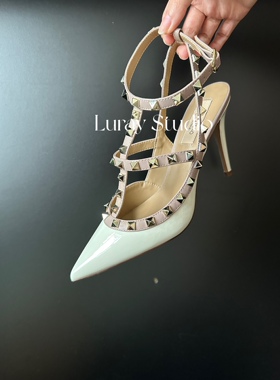 铆钉高跟鞋！版型超正！绝美绑带铆钉尖头高跟鞋单鞋时尚百搭