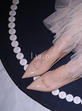 【Luray高级定制】全羊皮！现货！内增高3cm单鞋尖头裸色红底