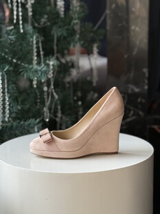 【Luray】古早粉色高定坡跟大小姐超稳蝴蝶结高跟鞋