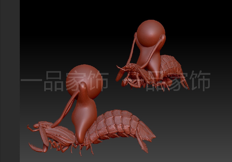 皮皮虾我们走圆雕图stl模型三维图立体图精雕图3d打印非实物