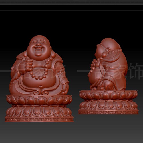 莲台笑弥勒佛stl雕刻图圆雕图模型文件三维立体精雕图3d打印图