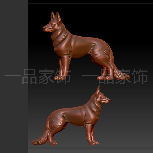 大狼狗字stl格式圆雕图雕刻图模型文件三维立体精雕图3d