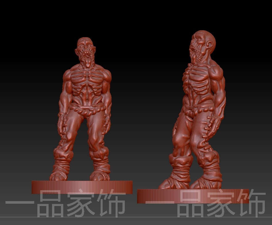 嘴的僵尸人雕刻图圆雕图stl模型文件三维立体精雕图3d打印图纸