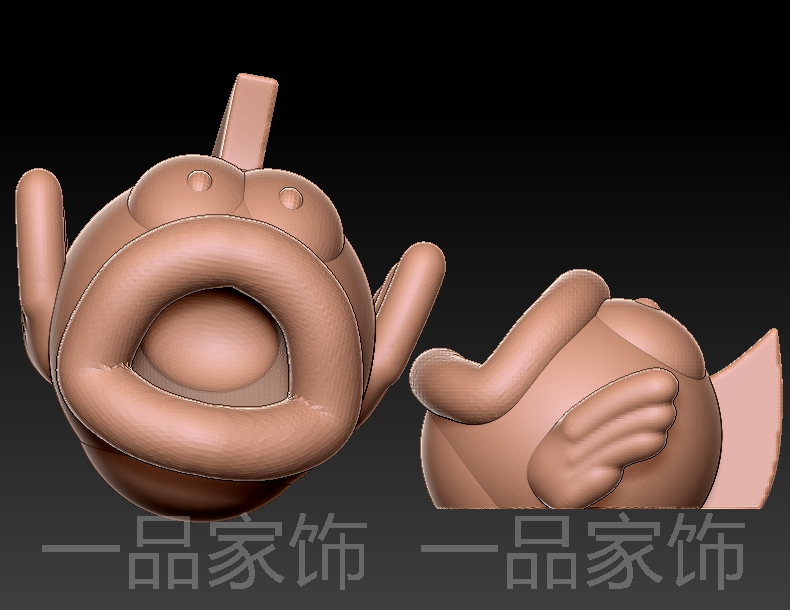 大嘴鱼笔筒子雕刻图圆雕图stl模型文件三维立体精雕图3d打印图纸
