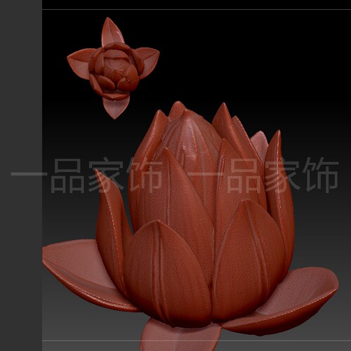 不规则荷花朵stl雕刻图圆雕图模型文件三维立体精雕图3d打印图