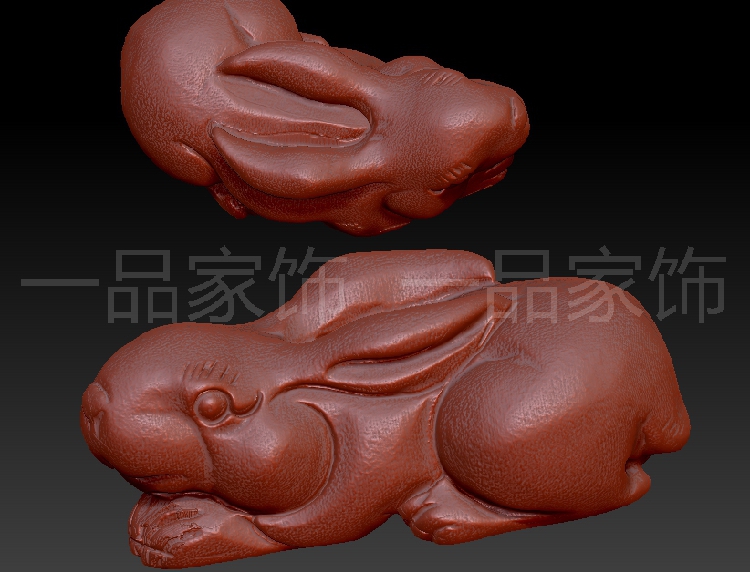 扫描图兔子圆雕图stl模型三维图立体图精雕图3d打印非实物