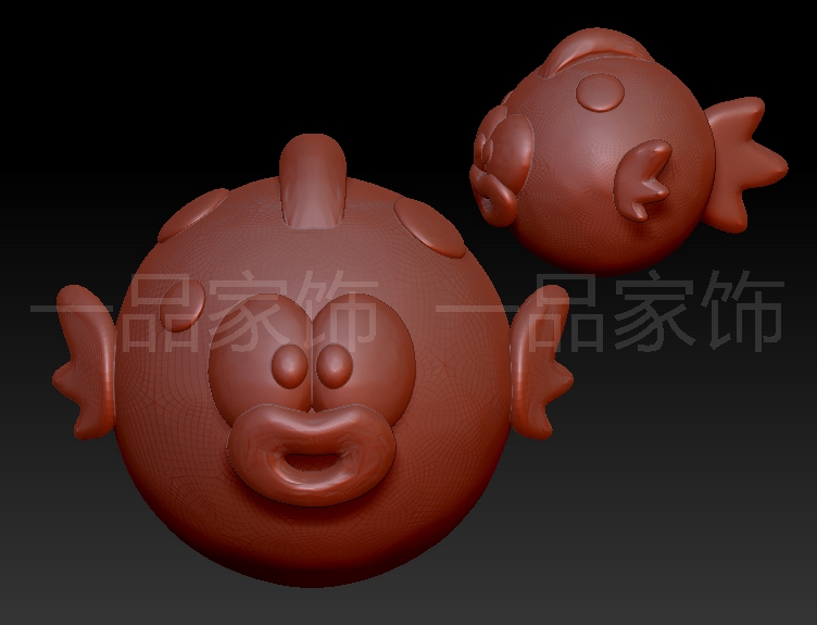 小丑鱼额 stl雕刻图圆雕图模型文件三维立体精雕图3d打印图纸