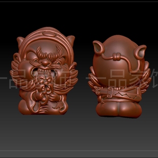 1钟馗吃鬼stl雕刻图圆雕图模型文件三维立体精雕图3d打印图