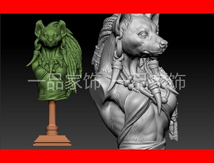 女猎狗胸像雕刻图圆雕图stl模型文件三维立体精雕图3d打印图纸