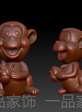 大嘴猴子雕刻图圆雕图stl模型文件三维立体精雕图3d打印图纸