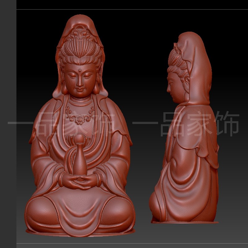 3观音盘是stl格式圆雕图雕刻图模型文件三维立体图3d