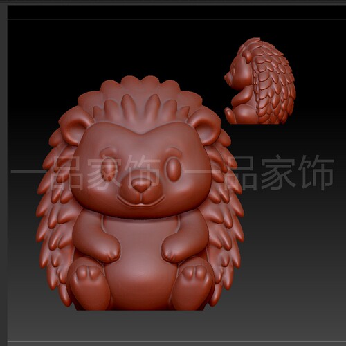 4刺猬坐的stl格式圆雕图雕刻图模型文件三维立体图3d