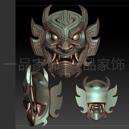 66兽面头stl雕刻图圆雕图模型文件三维立体精雕图3d