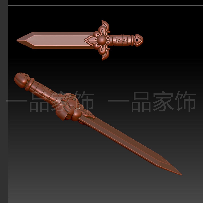 128舒雅桃木剑stl雕刻图圆雕图模型文件三维立体精雕图3d
