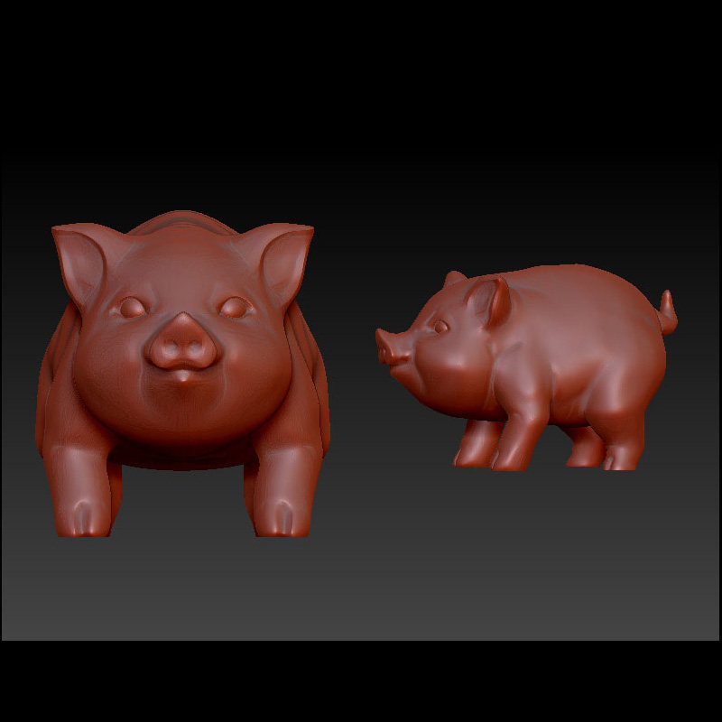 719猪子猪stl雕刻图圆雕图模型文件三维立体精雕图3d打印图