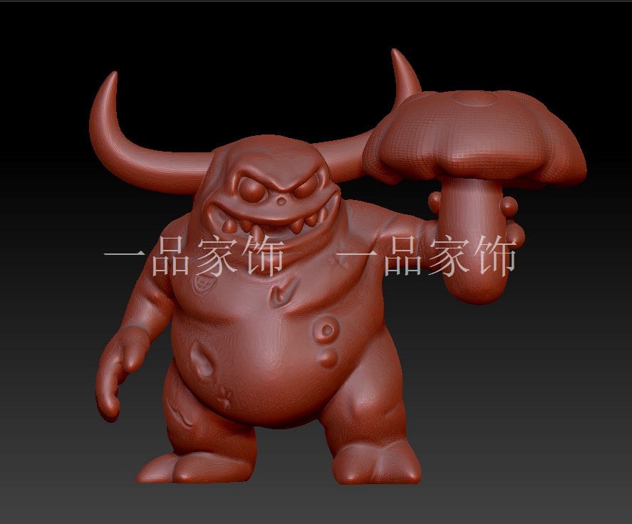 毒蘑菇小鬼2+圆雕图stl模型三维图立体图精雕图3d打印非实物