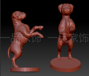 狗乞讨圆雕图核雕图stl模型三维图立体图精雕图3d打印非实物