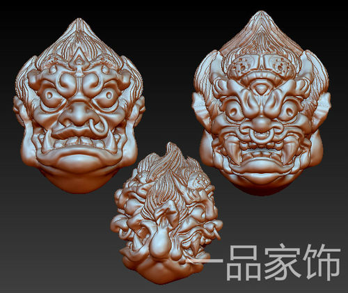 金刚力士3d打印圆雕图四轴cnc雕刻机精雕图核雕三维立体图stl模型