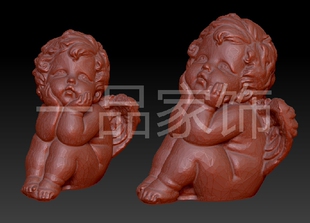 天使仰望核雕图圆雕图stl模型三维图立体图精雕图3d打印非实物