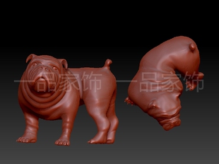 回望沙皮狗圆雕图核雕图stl模型三维图立体图精雕图3d打印非实物