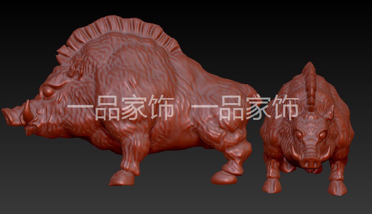 99野猪圆雕图stl模型核雕图三维图立体图精雕图3d打印非实物